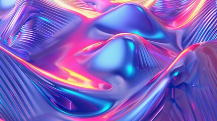 Aufkleber - Holographic color 3d art background. Abstract curve shape...
