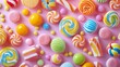 Delicious background candy food illustration tasty sugary, colorful dessert, confectionery snack delicious background candy food