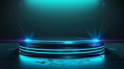 Fototapete - This is an elegant futuristic style table stand, platform or podium for displaying electronic products. It is realistic modern art