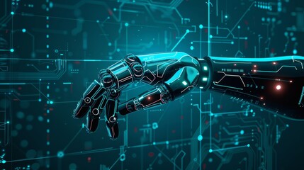 Aufkleber - Technology of future AI robot hand assistant, artificial intelligence support for doctors and patients during medical operations, graphical representation of medical healthcare icons and hospital