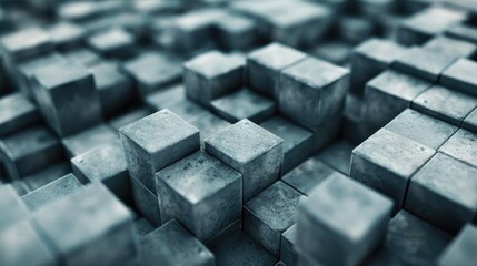 Poster - Gray cubic abstract background. AI generative.