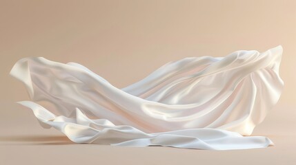 Poster - An elegant and smooth flying cloth for displaying products. 3D rendering.