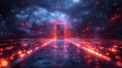 Aufkleber - In a digital universe, a digital data center is a portal to a virtual reality. In a virtual world, a cyber door is a fantasy gateway to an imaginary world.