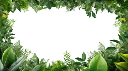 Wall Mural - Tropical leaves foliage plant bush floral border isolated on clear png background and transparent background. Fresh and nature concept for nature decorative and flower element, AI generative.