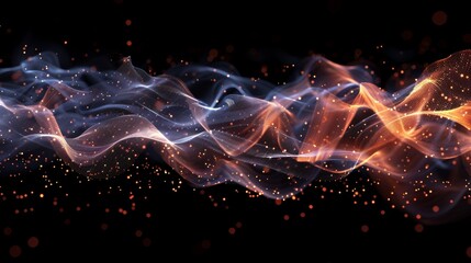 Poster - Music equalizer. Signal transmission. Abstract wave of sound particles.