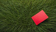 Soccer Concept. Red foul card in background grass with copy-space.