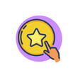 Hand pointing at bonus point line icon. Finger on button with star outline sign. Loyalty program, customer satisfaction concept. Vector illustration, symbol element for web design and app