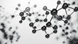 Precision-detailed molecule network in black & white for a scientific motif.