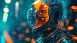 © volga - Futuristic cyberpunk astronaut with neon reflections