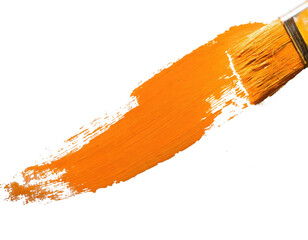 orange stroke of paint texture isolated on transparent background