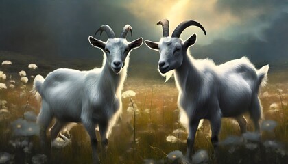 Wall Mural - goat on the meadow