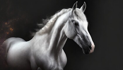 Canvas Print - white horse portrait