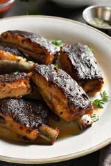 Canvas Print - Pork ribs on plate