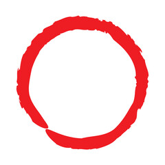 Wall Mural - Red brush circle stroke vector isolated on white background. Red enso zen circle brush stroke. For stamp, seal, ink and paintbrush design template. Grunge hand drawn circle shape. 11:11