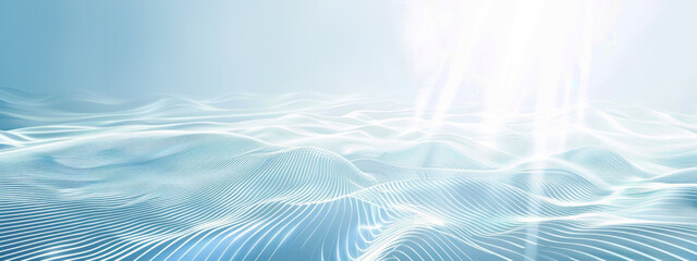 abstract bright white light linear wave, light blue futuristic technology digital background