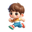 This is an illustration of a cheerful cartoon toddler running with a big smile, radiating happiness and the innocence of childhood.