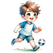 Illustration of a cheerful cartoon toddler running with a big smile, evoking happiness and childhood innocence.
