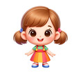 Cheerful Cartoon Girl in Colorful Dress Smiling