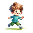 Happy Cartoon Toddler Running Joyfully,Illustration of a cheerful cartoon toddler running with a big smile, evoking happiness and childhood innocence.