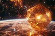 Colossal gold dodecahedron and light energy