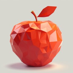 Wall Mural - Low poly apple. Fruit. AI generative.