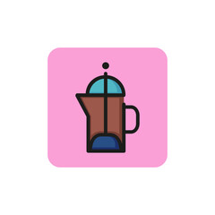 Poster - Line icon of coffeepot. Drink, beverage, home coffee. Coffee concept. Can be used for topics like food and drink, unhealthy eating, domestic life