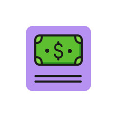 Poster - Line icon of dollar banknote. Cash payment, currency exchange, credit. Money concept. Can be used for topics like banking, finance, business