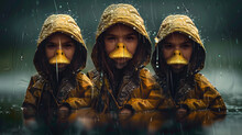 Three Ducklings In The Rain