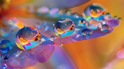 Canvas Print - Vibrant Macro Water Droplets on a Colorful Petal