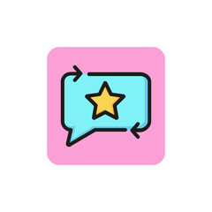 Poster - Line icon of star in speech bubble. Blog, chat, premium user. Rating or feedback concept. Can be used for topics like internet, mobile app and communication