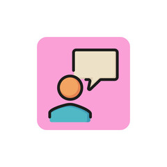 Poster - Line icon of user and speech bubble. Chat, message, customer support. Online communication concept. Can be used for web design, mobile app and pictogram