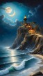 Traumhaftes Gemälde - Wundervolle Mondnacht am Meer