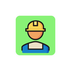 Canvas Print - Line icon of worker. Engineer, builder, repairman. Construction concept. Can be used for topics like business, service, job