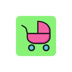 Poster - Line icon of stroller. Baby store, childcare, newborn. Baby concept. Can be used for topics like childhood, motherhood, family