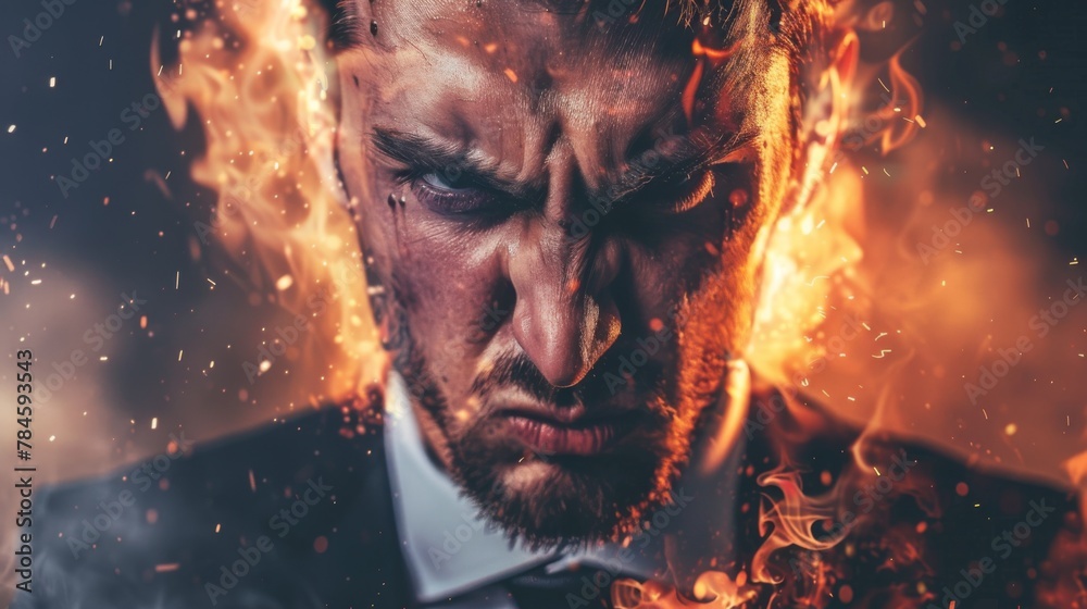 Angry boss in office Stock Illustration | Adobe Stock