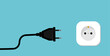 Plug and socket, electricity - banner, background - vector illustration