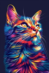  cat face with colorful graphic design