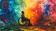 ELDERLY PERSON IN WHEELCHAIR with background of