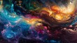 Oil paint, swirling galaxy, vibrant nebulas, twilight, wide lens, stardust swirls. 