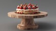 Delectable Cake Stand With Vibrant Berries and Creamy Frosting on Wooden Platform