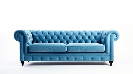 Wall Mural - Blue sofa isolated on white background. 3d render. Studio shot.