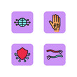 Networking line icon set. Shield with network, wires, robotic hand, worldwide network. Information technology concept. Can be used for topics like  artificial intelligence, cyberspace