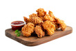 © PNG and Green Video - Country-Style Fried Chicken: Crispy fried chicken pieces on a wooden board with dipping sauces.