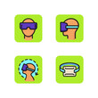 VR devices line icon set. Headset, goggles, simulator. Gaming and virtual reality concept. Can be used for topics like digital world, interactivity, high tech, augmented reality