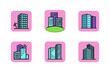 Builldings line icon collection. Skyscraper, high-rise office, housing complex, unique construction. Architecture set concept. Can be used for topics like real estate, megapolis, urban area