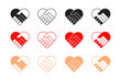 Handshake heart icon set. Vector EPS 10