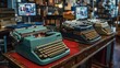 © Samon - A vintage newsroom using typewriters connected to modern digital feeds, reporting live with a retro aesthetic