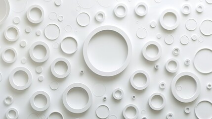 Poster - Modern white abstract background with various circular cutouts