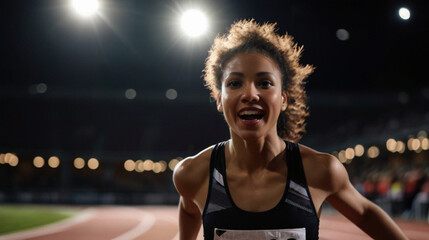 a close up of woman at the athletic field, professional sport competition