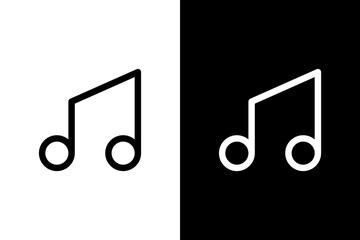 Wall Mural - simple symbol music white black outline icon